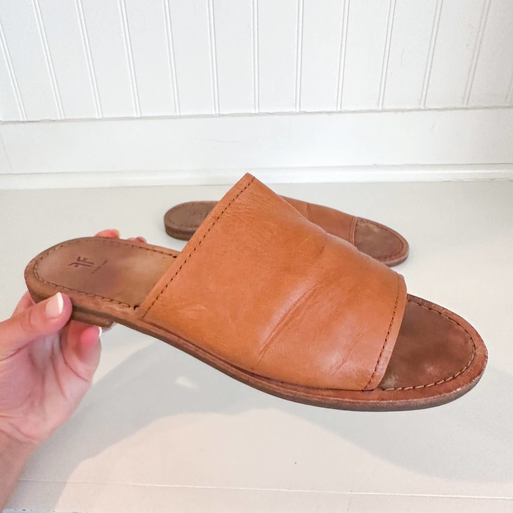 Frye Tan Leather Slide Loafers